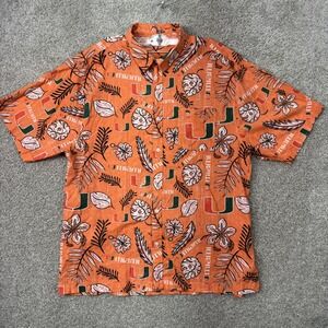 Wes and Willy University of Miami Hurricanes Men XXL Orange Tropical Aloha Shirt